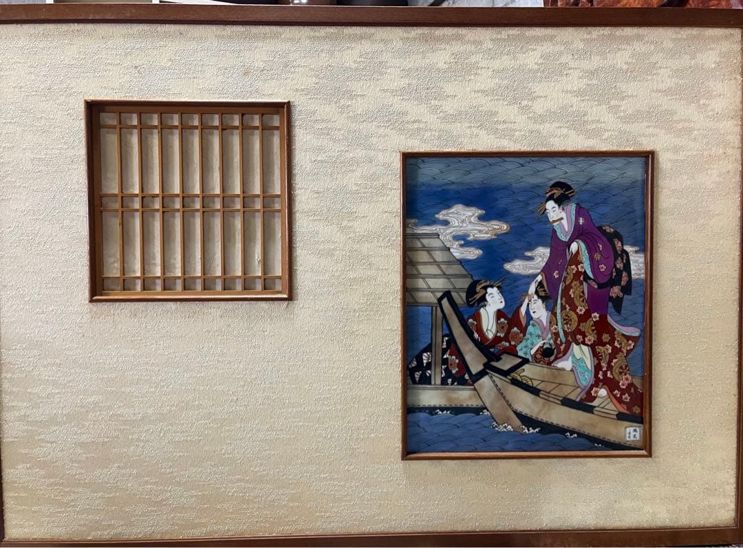 H40 有田焼聡窯　辻一堂作　浮世絵屏風