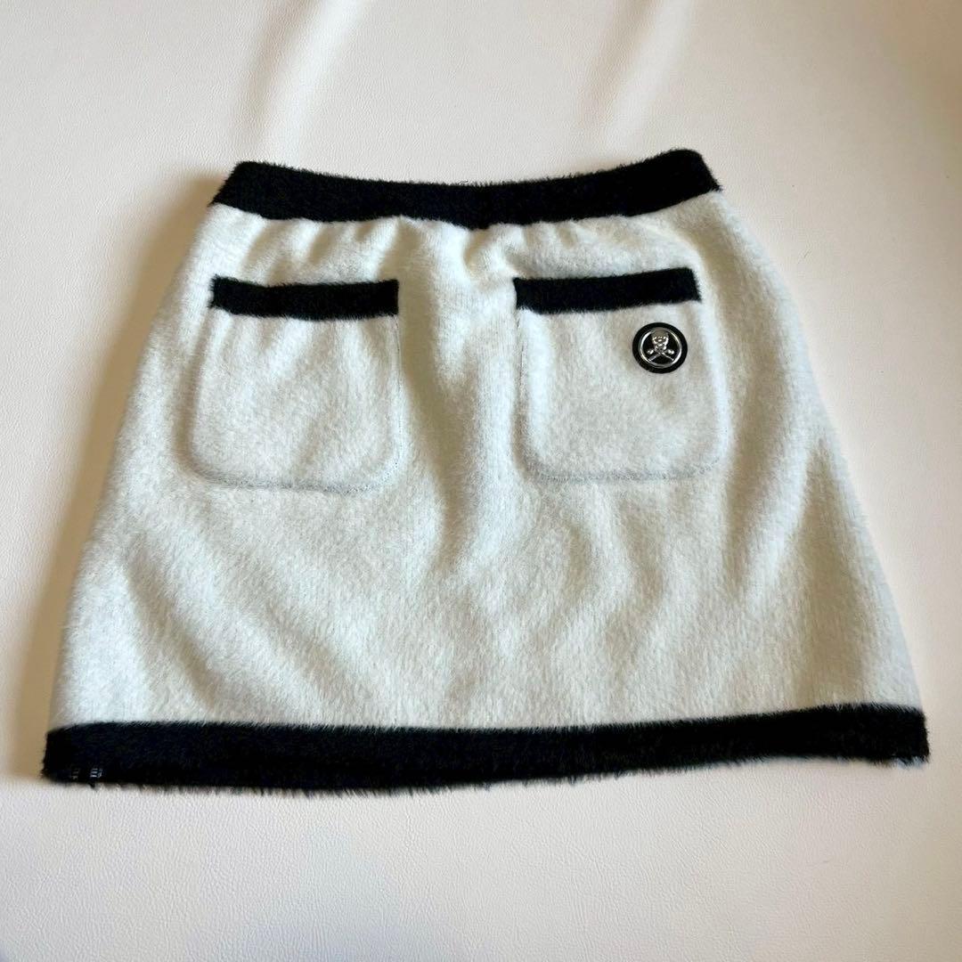 美品【マーク＆ロナ】ゴルフウェア スカート ロゴ スカル ラインストーン 白 L