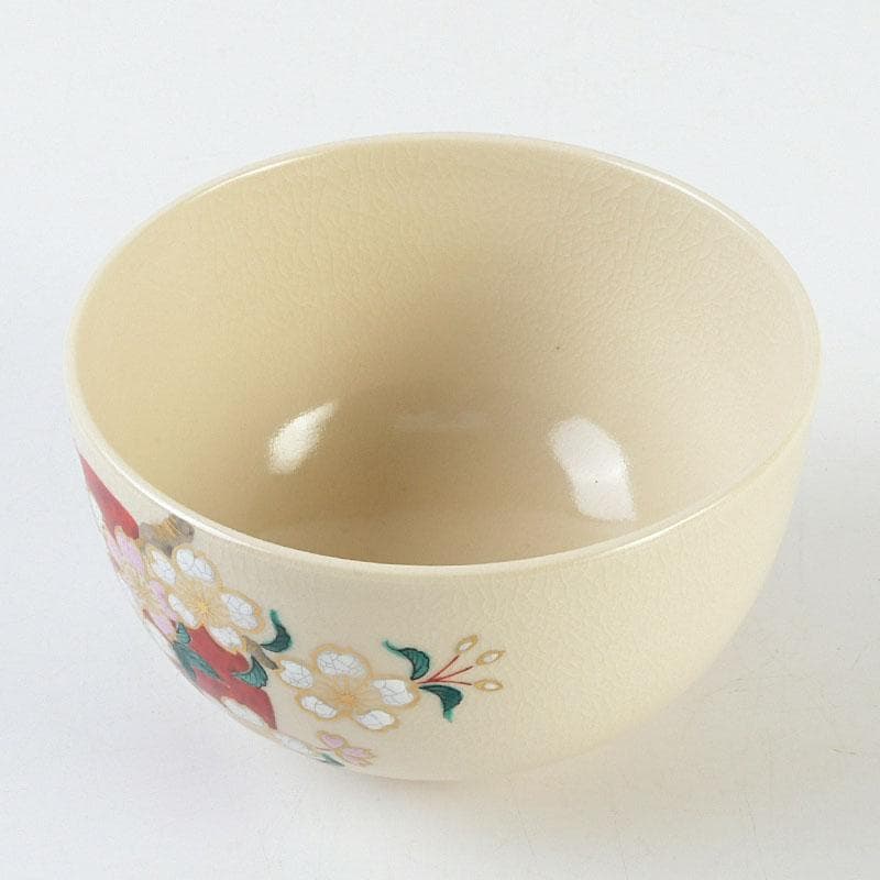 茶道具　暁窯　岡田暁山作　大福茶碗　旭日に梅之図　共箱　V　9582