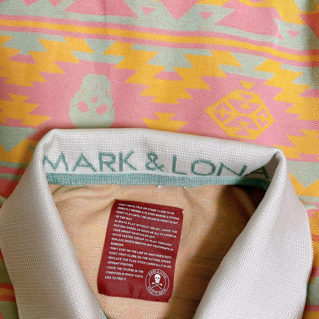 MARK&LONA ストレッチ　ジャガード　スカル　総柄　半袖　ポロシャツ