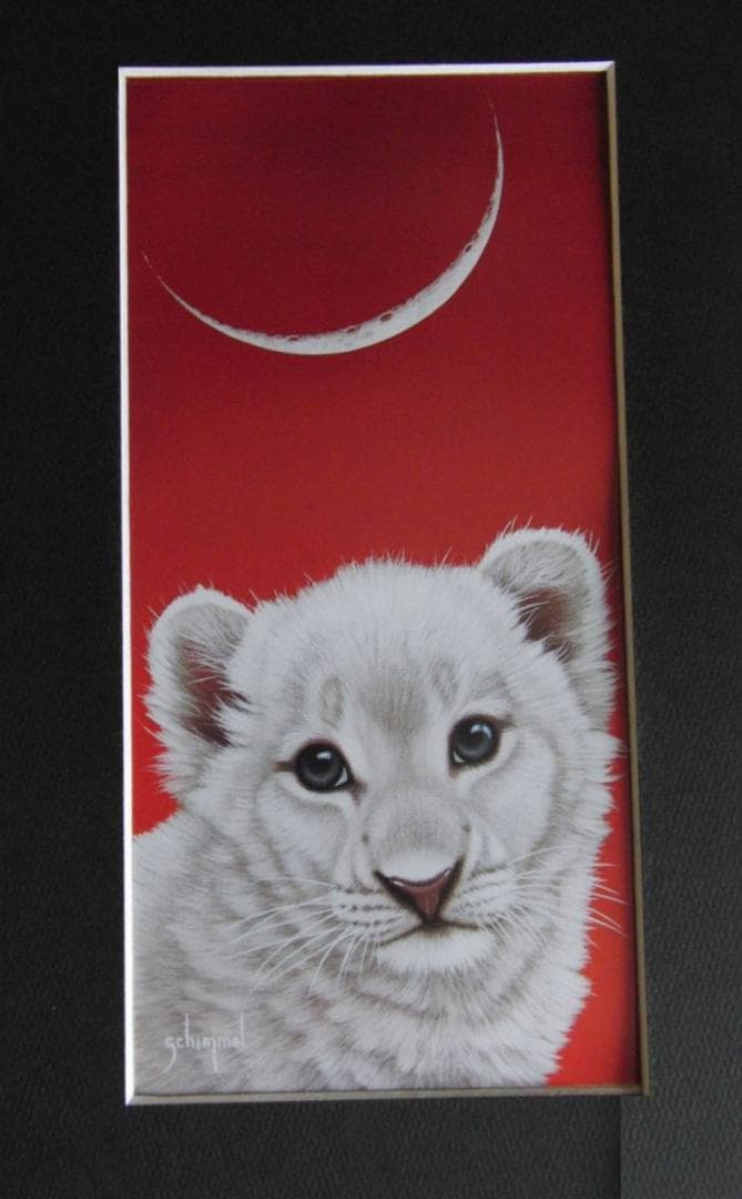 シム・シメール、【WHITE LION MOON】、希少な額装用画集より