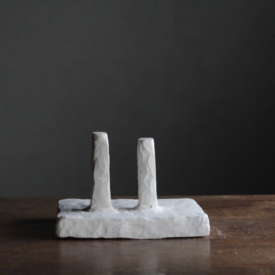 石塑粘土 立体 「ふたつの塔のある建物」現代美術 sculpture オブジェ
