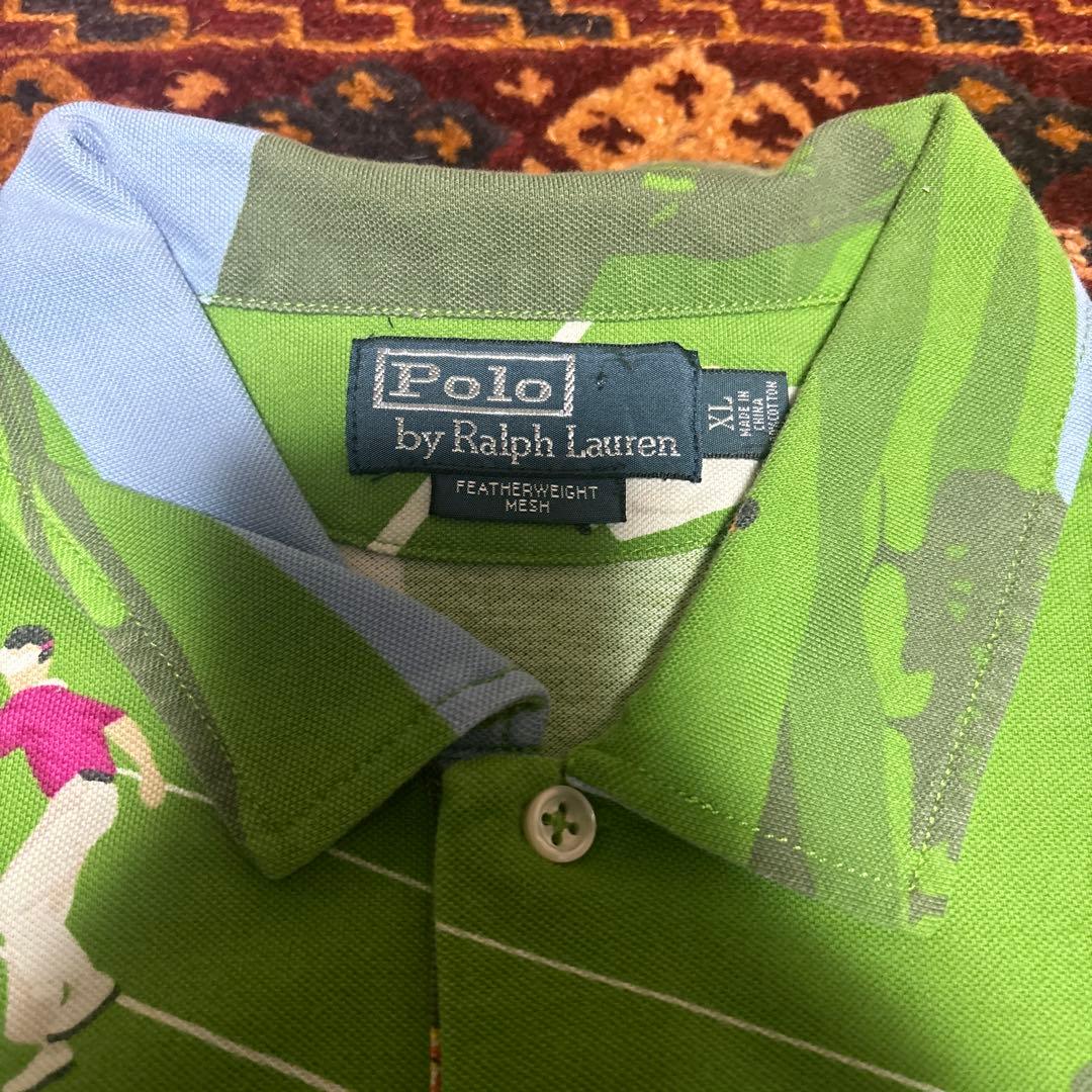 レアピース　ラルフローレン　テニス総柄　ポロシャツ　90s