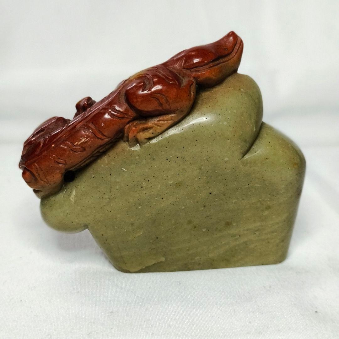 寿山石 印鑑石 天然石 手彫り 中国骨董 未使用 コレクター放出美品 風水置物