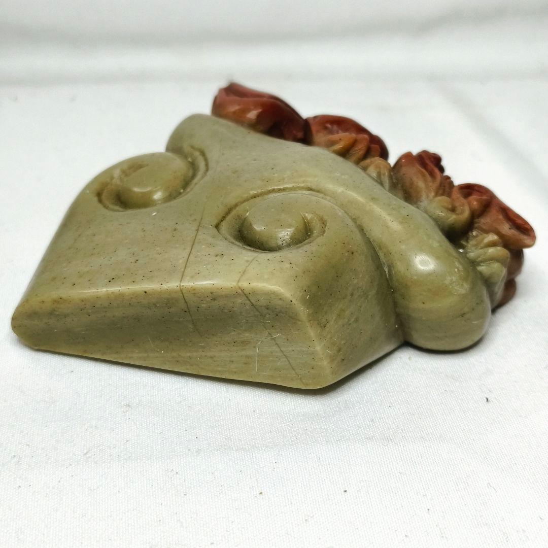 寿山石 印鑑石 天然石 手彫り 中国骨董 未使用 コレクター放出美品 風水置物