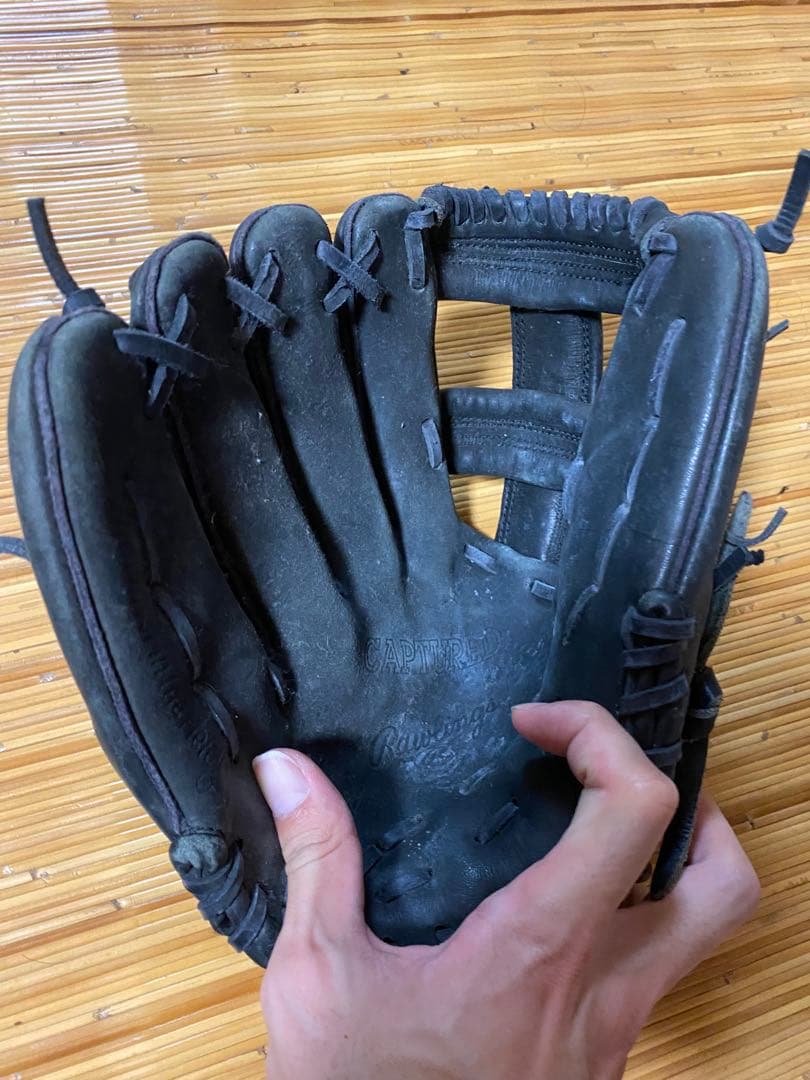 中古品　左用　野球　売り切り　Rawlings 軟式用グローブ 黒