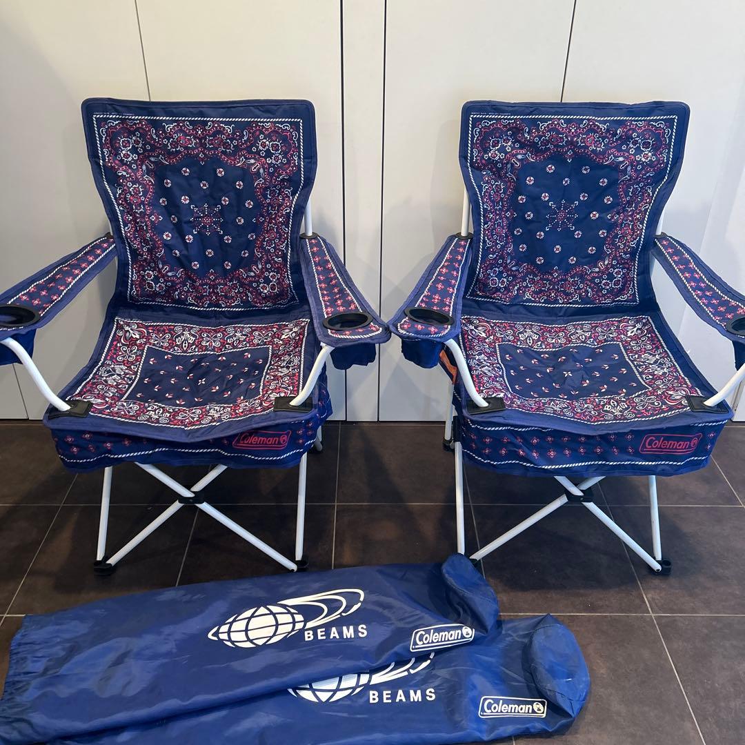 Coleman×ビームス バンダナ柄 アームチェア2脚 同柄シート 計3点セット