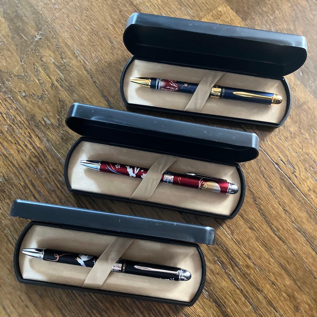 優美蒔絵シリーズ　ボールペン 3本セット(黒、赤、シャーペン)