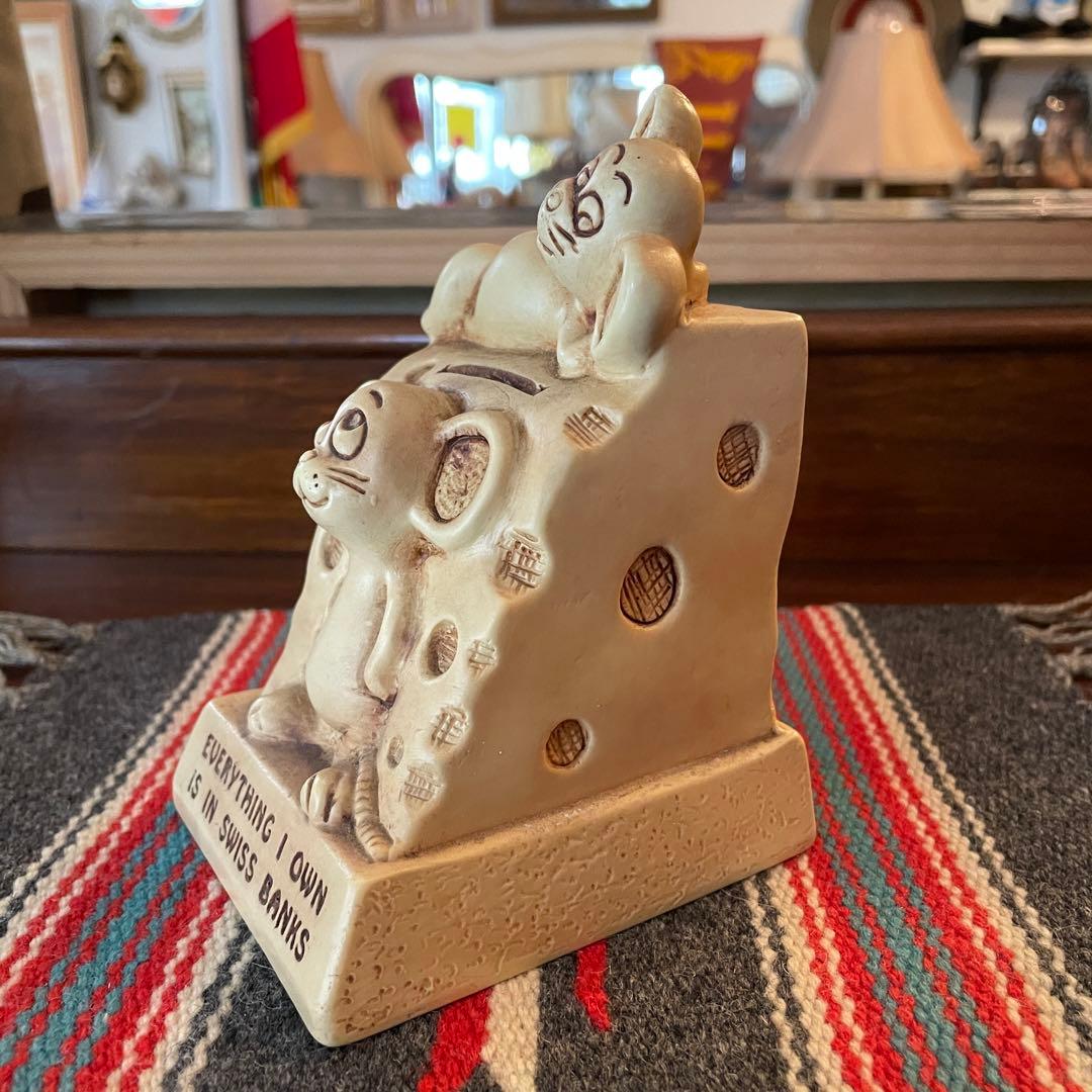 70s チーズ&ネズミメッセージドール貯金箱　アメリカUSAヴィンテージ雑貨