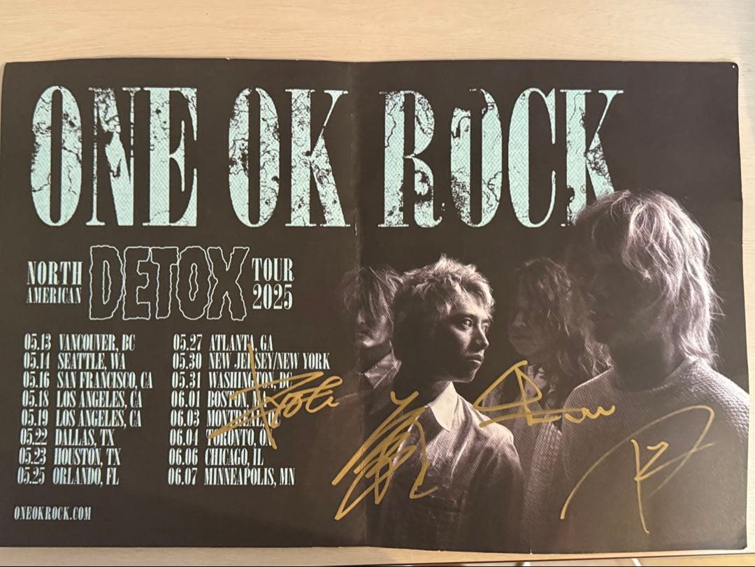 ONE OK ROCK DETOX アメリカツアー　サイン　ポスター
