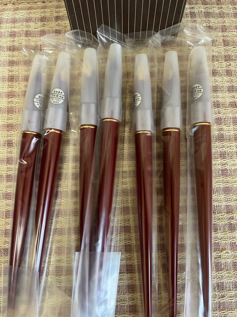 プラチナ デスクペン 赤軸7本 &スペアインク ブルーブラック 190本のセット