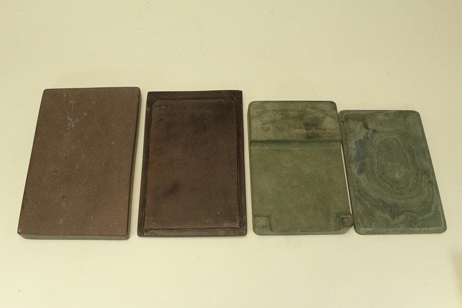 古い 文房具 硯 二面 筆 三本 まとめて(ZE538)