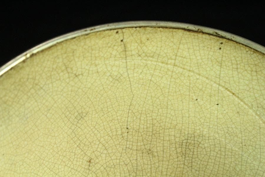 中国美術 銀覆輪 刻草花紋 白磁碗 文化財指定書付(K-A830)