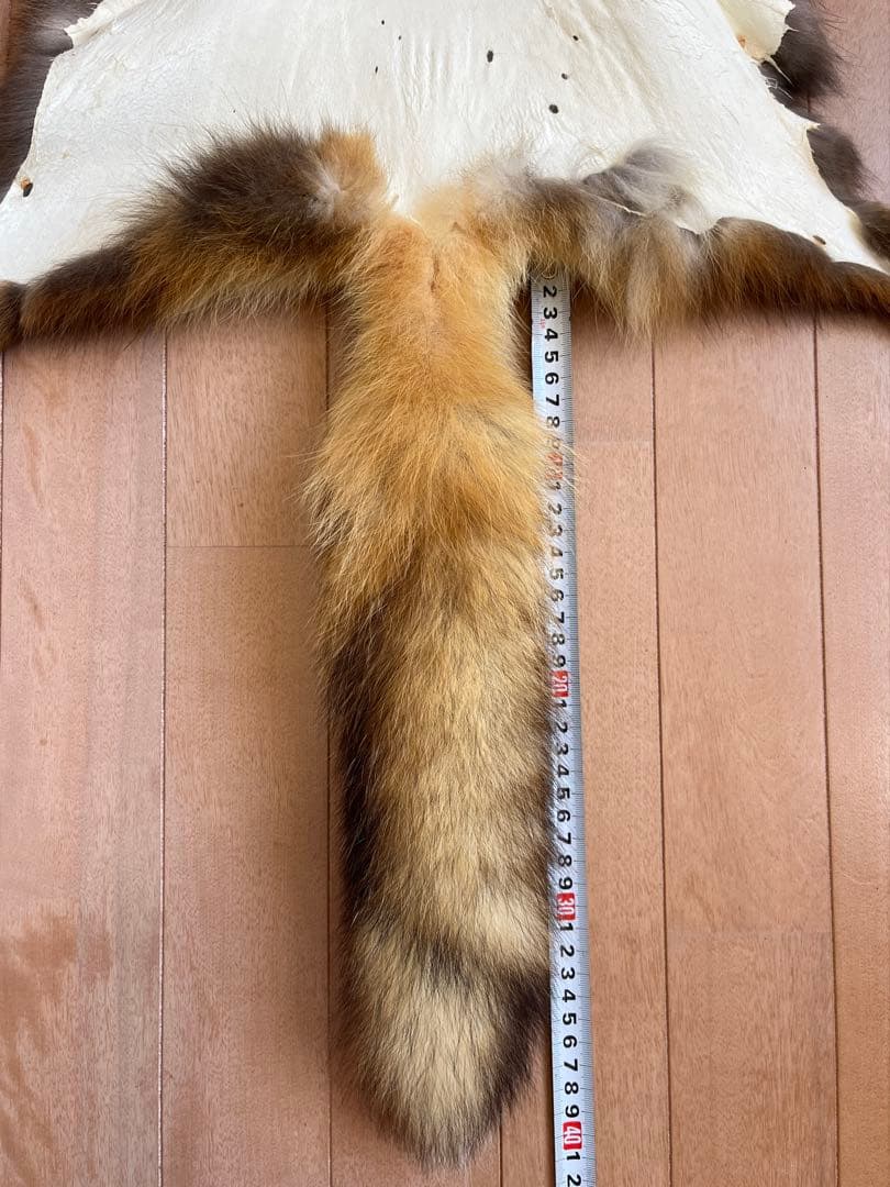 超希少 幻の十字ギツネ / クロスフォックス リアルファー C5★ラグ 毛皮