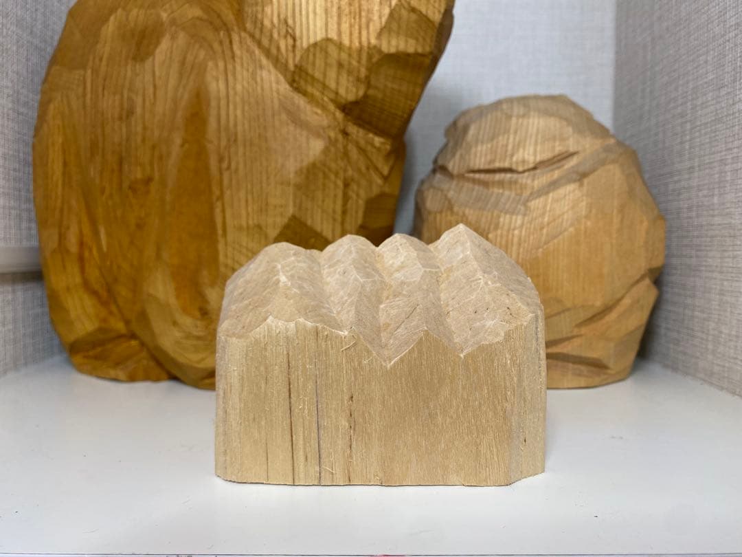 高野夕輝 雪の日高山脈 木彫り 検)柴崎重行 根本勲