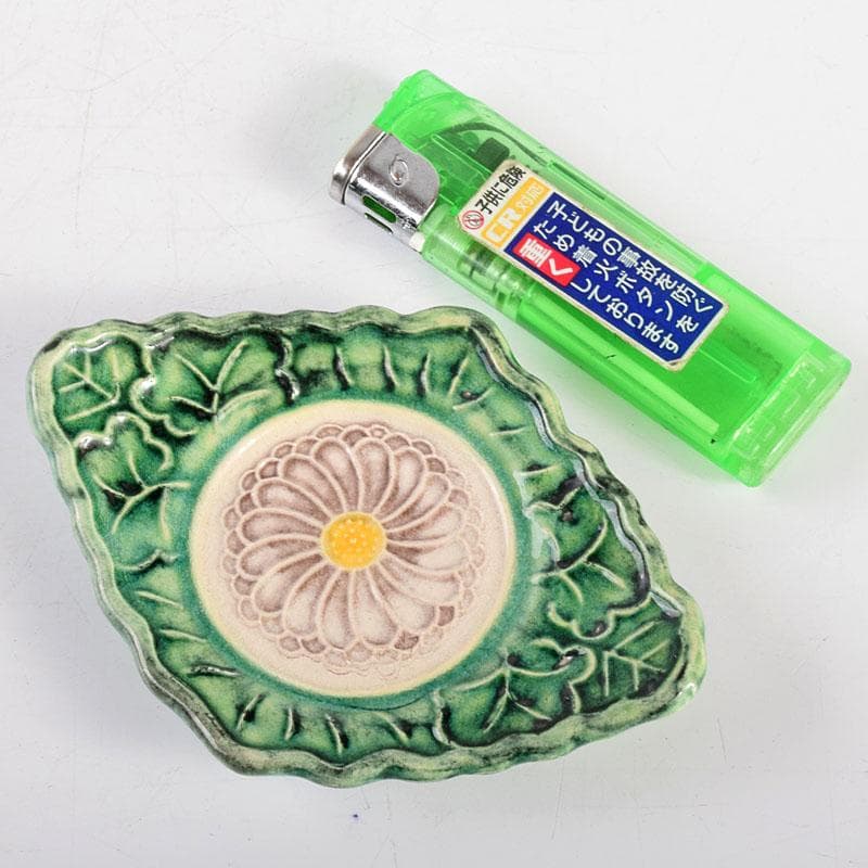 讃岐源内焼　交趾焼　三彩釉　菊文茶托　五客　M　R4637