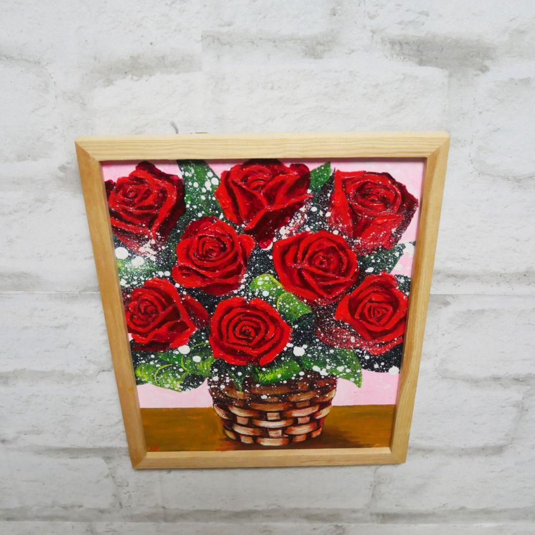 油絵 油彩 油彩画 絵 絵画【赤い薔薇】