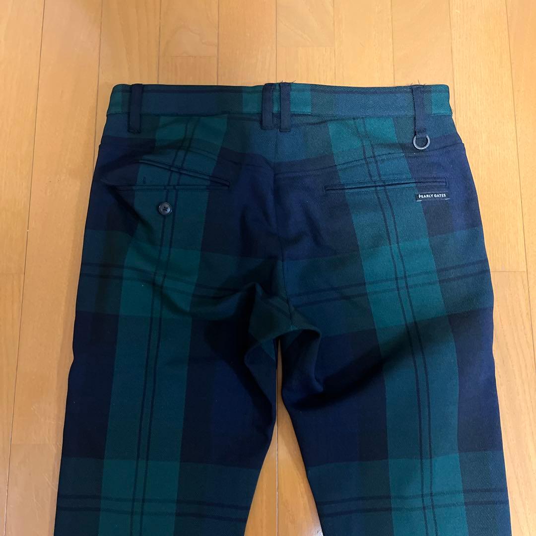 PEARLY GATES チェック柄パンツ ダークグリーン/ネイビー