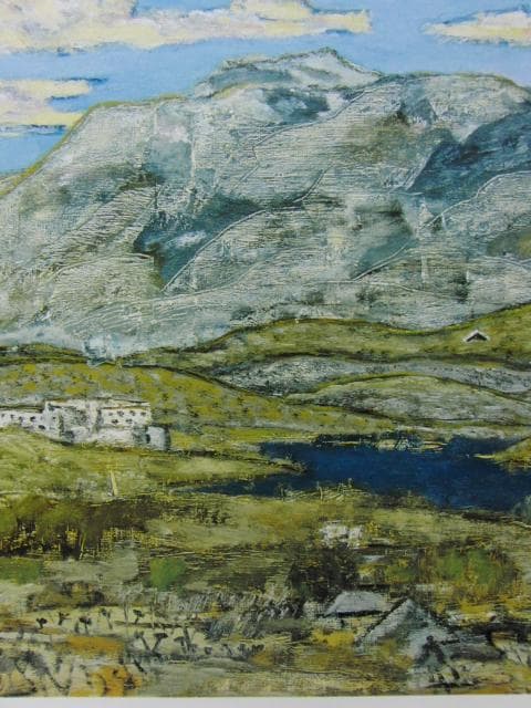 田崎廣助、【久住山の晩秋】、希少な画集より、新品高級額・額装付