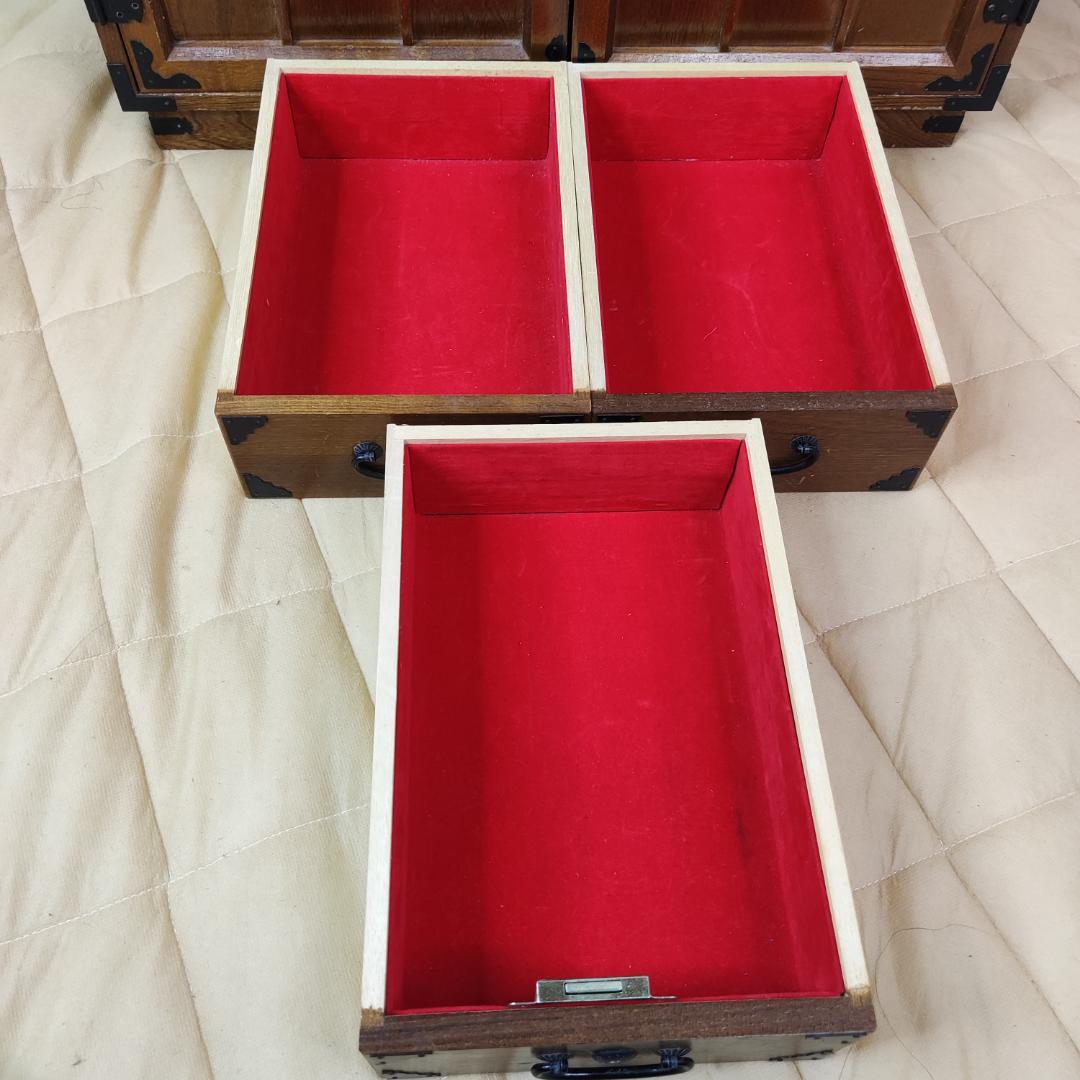 希少 鍵付き　箪笥 裁縫箱 木箱 からくり 隠し有り 古道具 和ダンス レトロ