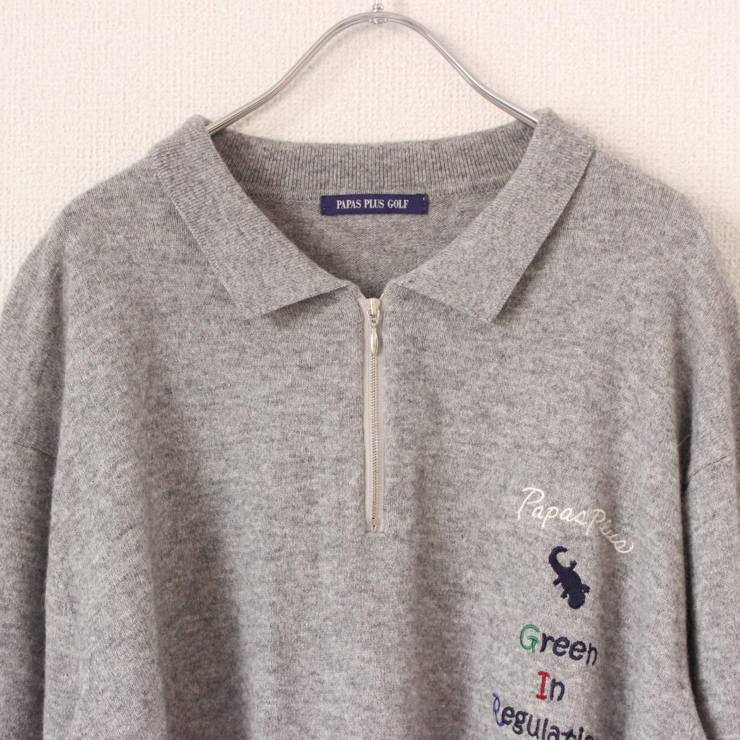 PAPAS PLUS GOLF カシミヤアンゴラハーフジップニット LLサイズ