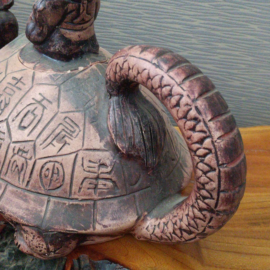 ※中国古美術/朱泥紫砂寿老人蓋玄武水柱/北の玄武/四神/四獣/霊獣/