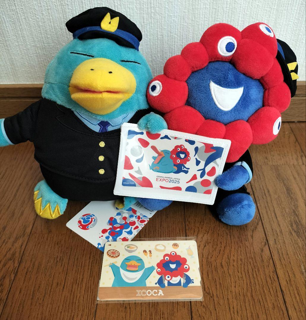 関西万博限定ICOCA イコちゃん、ミャクミャク駅員さんぬいぐるみ
