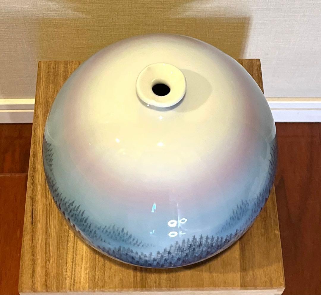 有田焼　日展入選多数　藤井朱明　朱明窯　「朝日」　壺　花瓶　花器　箱付き