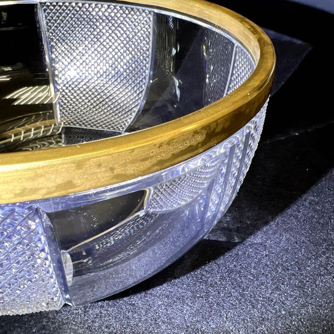 春海バカラ　金彩切子鉢　口径約21.5㎝　東Y7-1217☆1F