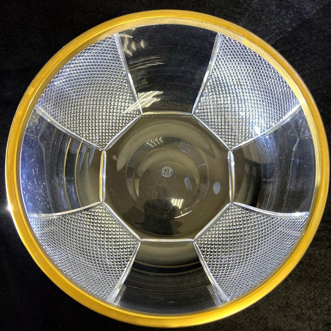 春海バカラ　金彩切子鉢　口径約21.5㎝　東Y7-1217☆1F