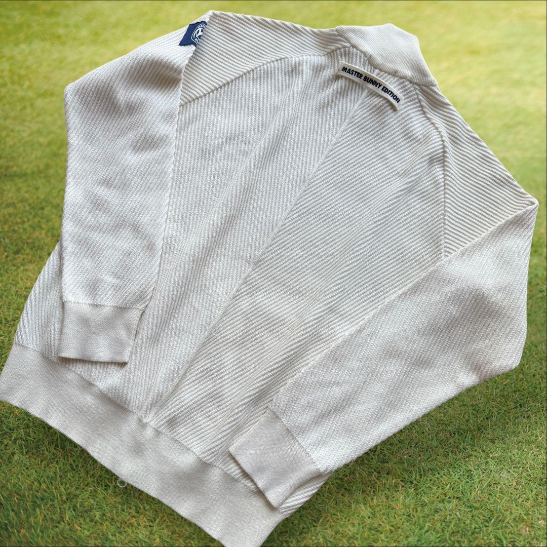 シルク素材　マスターバニー　ニット　M〜L相当　オフホワイト　ハーフジップ　4