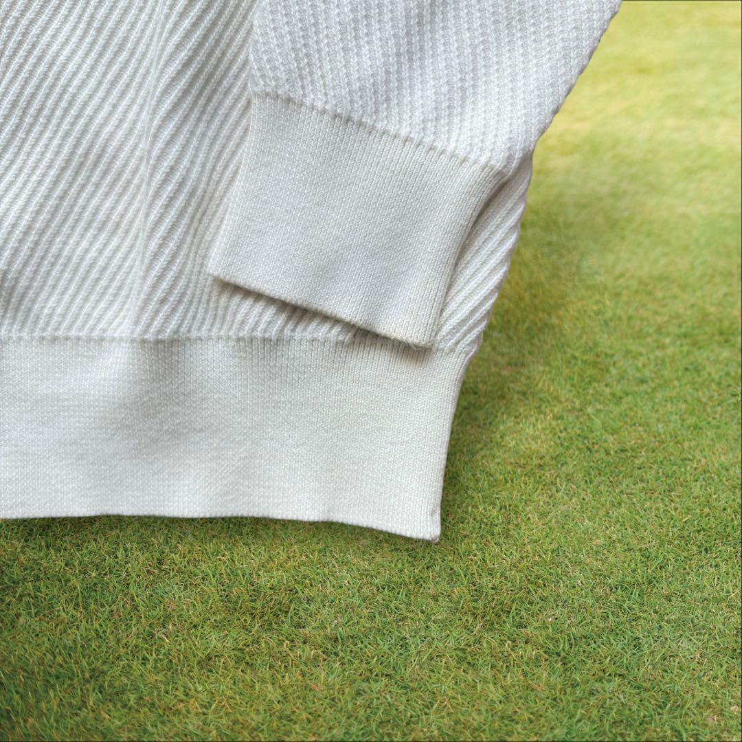 シルク素材　マスターバニー　ニット　M〜L相当　オフホワイト　ハーフジップ　4