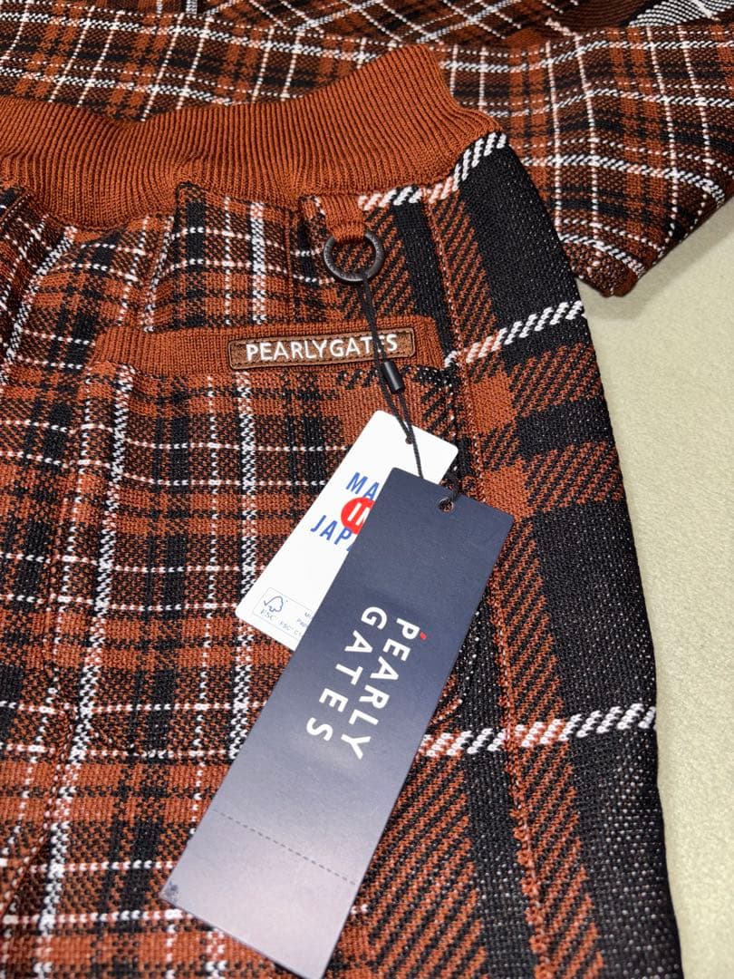 （新品）パーリーゲイツ、マルチチェック柄、ニット、セットアップ、サイズ0