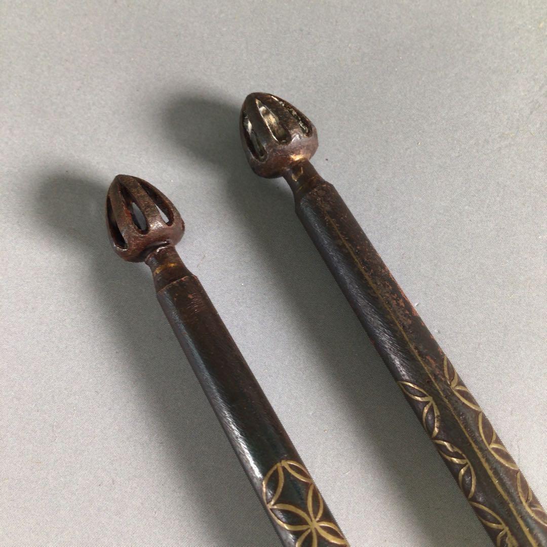 Ｒ４７　火箸　『寺西宗山造』『七宝象嵌』『飾火箸』　共箱　茶道具