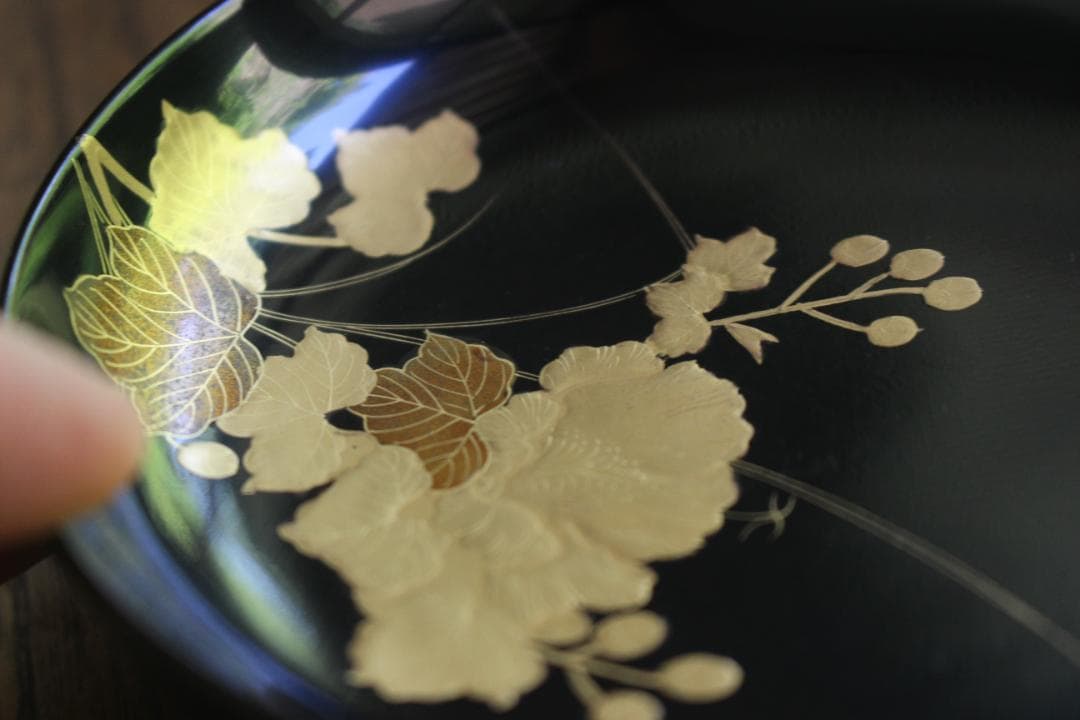 時代逸品！時代黒漆に極上草花蒔絵の映えるお椀7点（検輪島塗蒔絵椀雑煮椀煮物椀