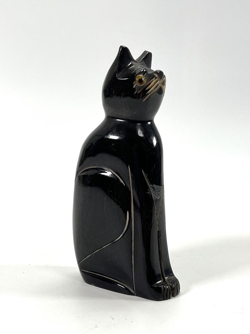 骨彫 猫 置物 立像 骨雕細工 骨董・民芸美術品