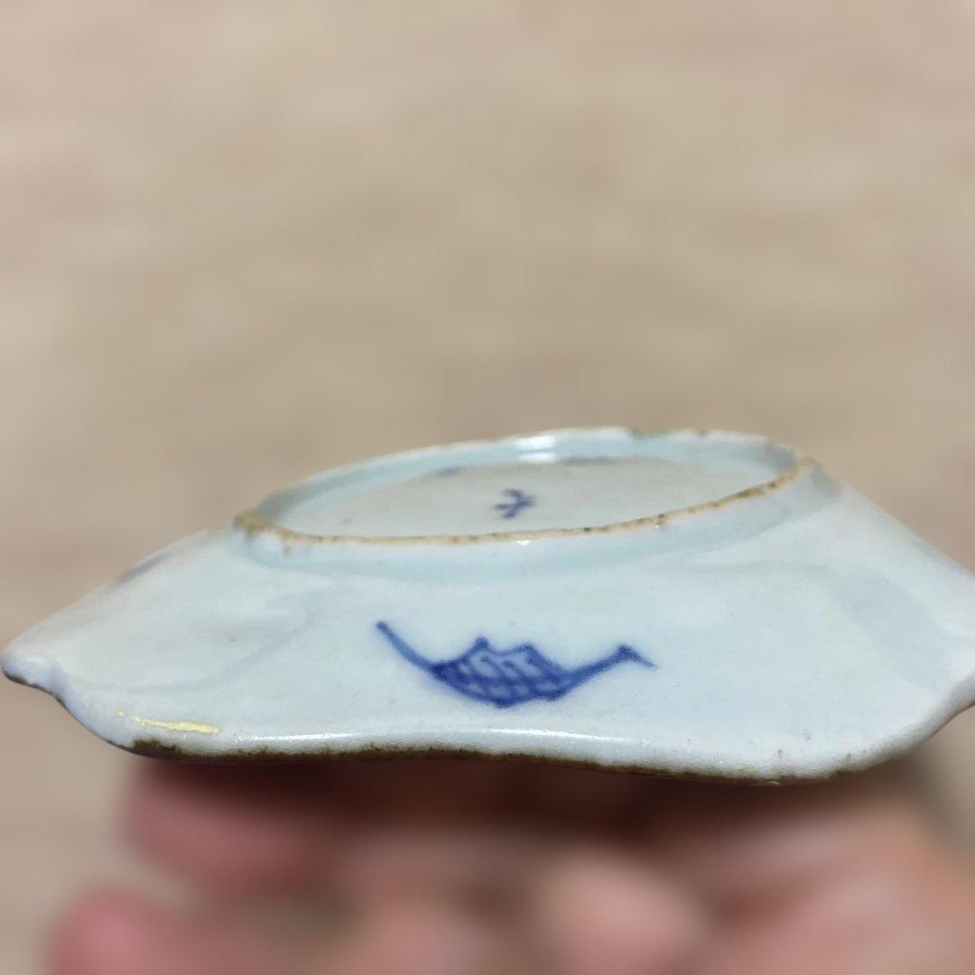 初期伊万里　四角　角取り　山水画　小皿