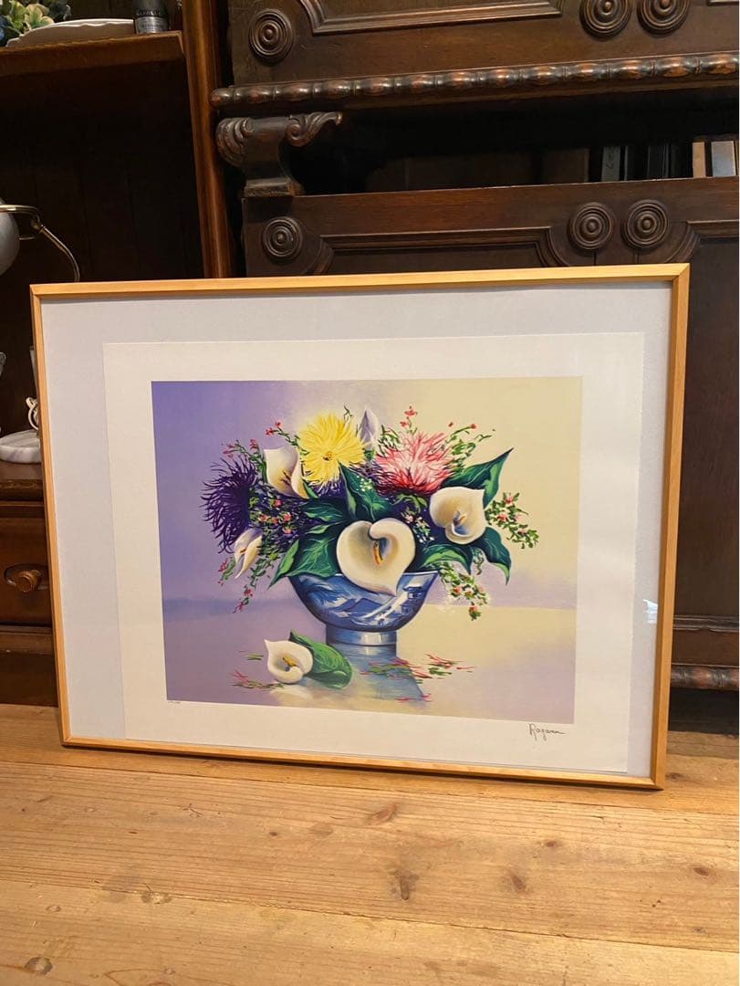 Alain Ragaru リトグラフ 額縁 インテリア ランの盛花