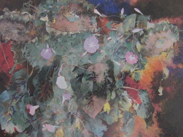 稲元実、【牽牛花】、希少な額装用画集より、新品額装付