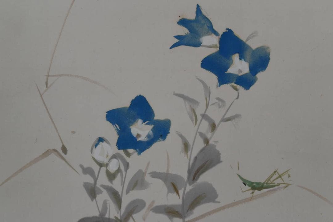 【真作】徳田隣斎/秋草図/掛軸/名家伝来/AA-892