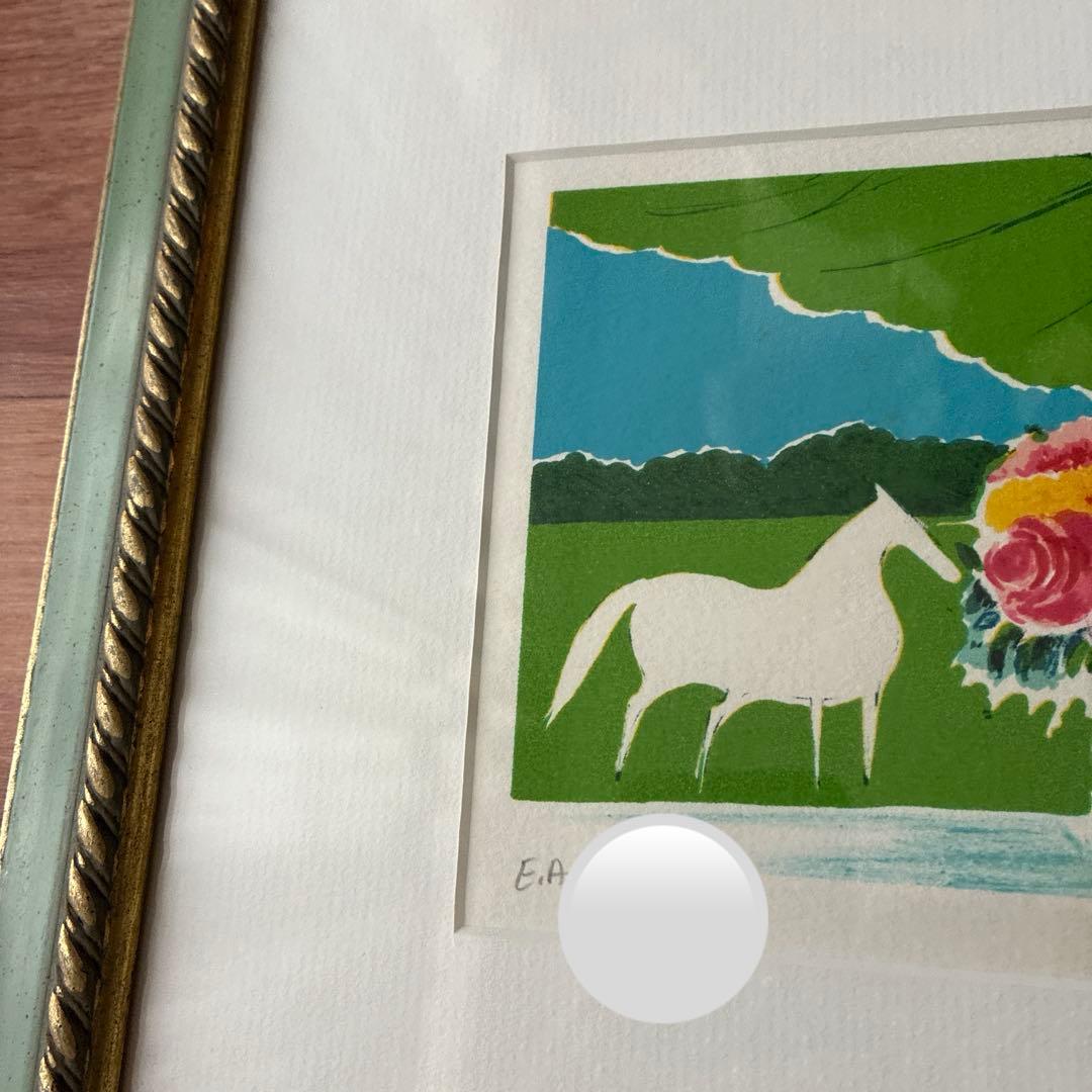 セルジュ・ラシス　白馬と窓辺の薔薇