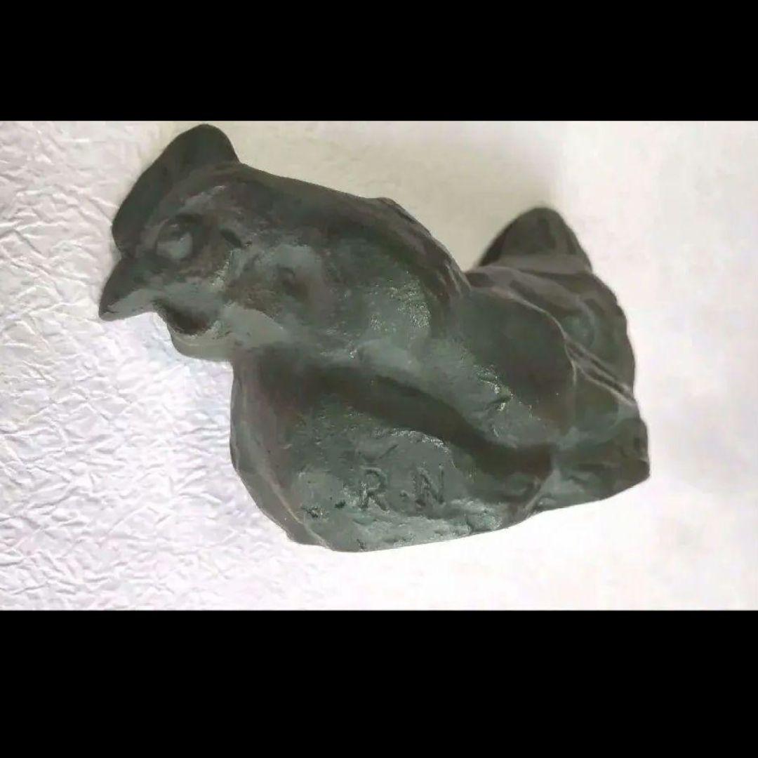 610*B39骨董、置物 彫刻 鳥 鉄置物 文鎮