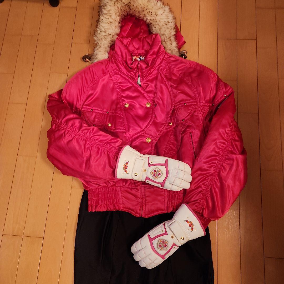 デサントレディーズスキーウエア　フード付　ツナギ　レッグカバー　グローブ