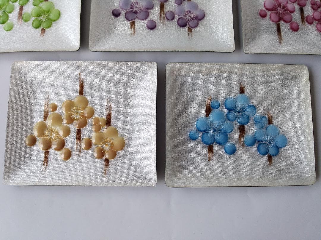 美術 七宝焼 銘々皿 飾り皿 5客セット 新品 未使用 です。