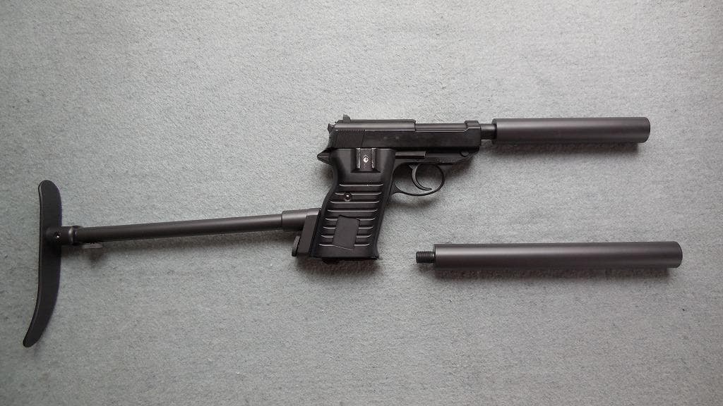 マルゼン　ワルサーP38デタッチャブル用　ストック+サイレンサー1本　カスタム品