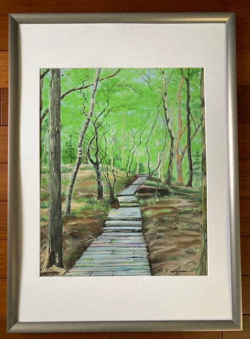 ヒメシャラの小径　パステル画