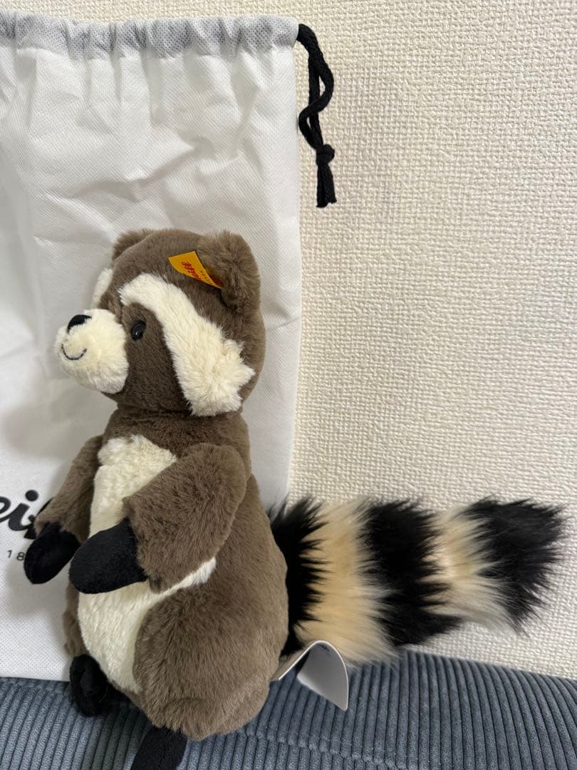シュタイフSteiff アライグマ ぬいぐるみ 巾着付き
