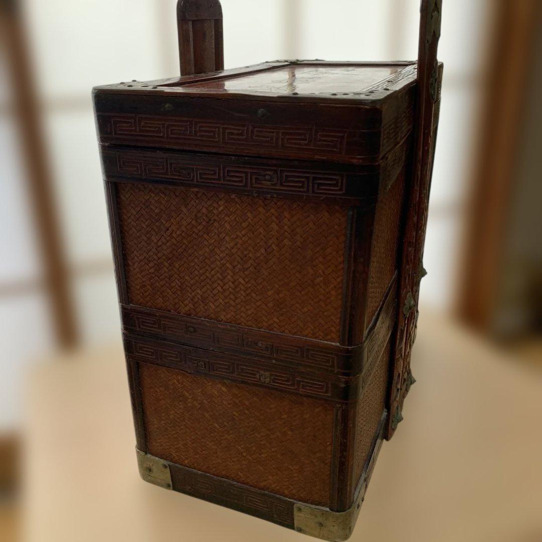 茶道具箱　煎茶道具箱　野点　茶道　日本の茶道具 茶収納箱　提藍ていらん　骨董品