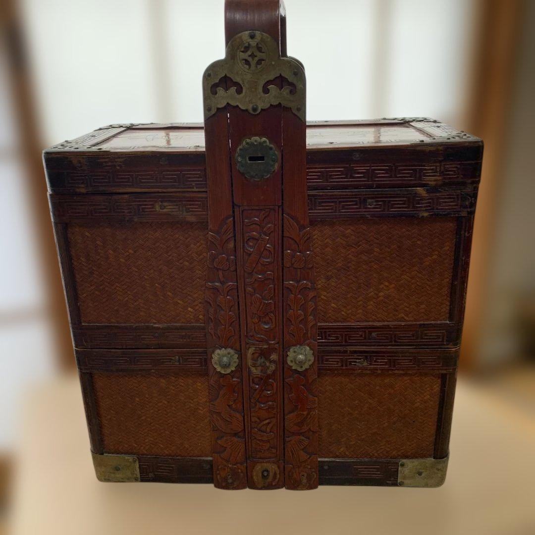 茶道具箱　煎茶道具箱　野点　茶道　日本の茶道具 茶収納箱　提藍ていらん　骨董品