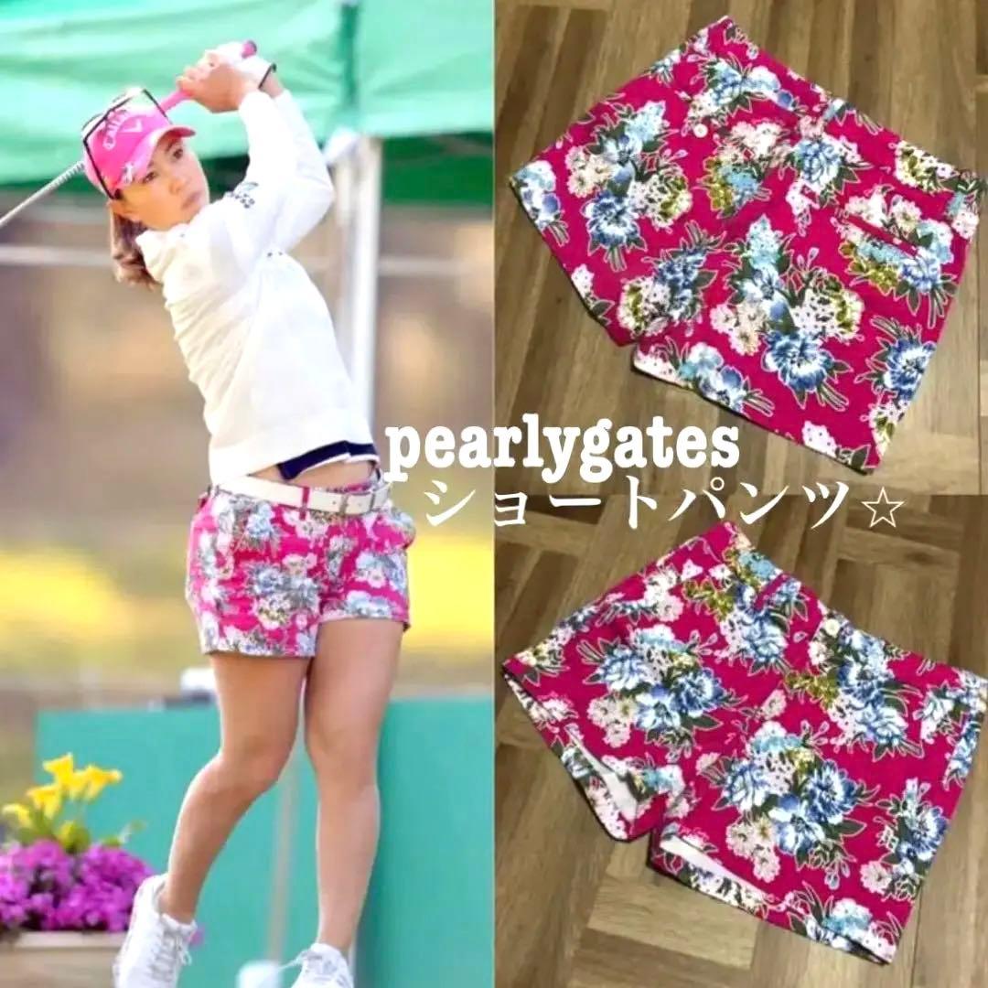 パーリーゲイツ♡ショートパンツ♡ピンク♡花柄♡カタログ掲載♡上田桃子プロ♡M